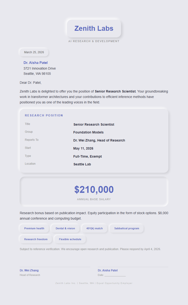 Neomorphism soft job offer letter